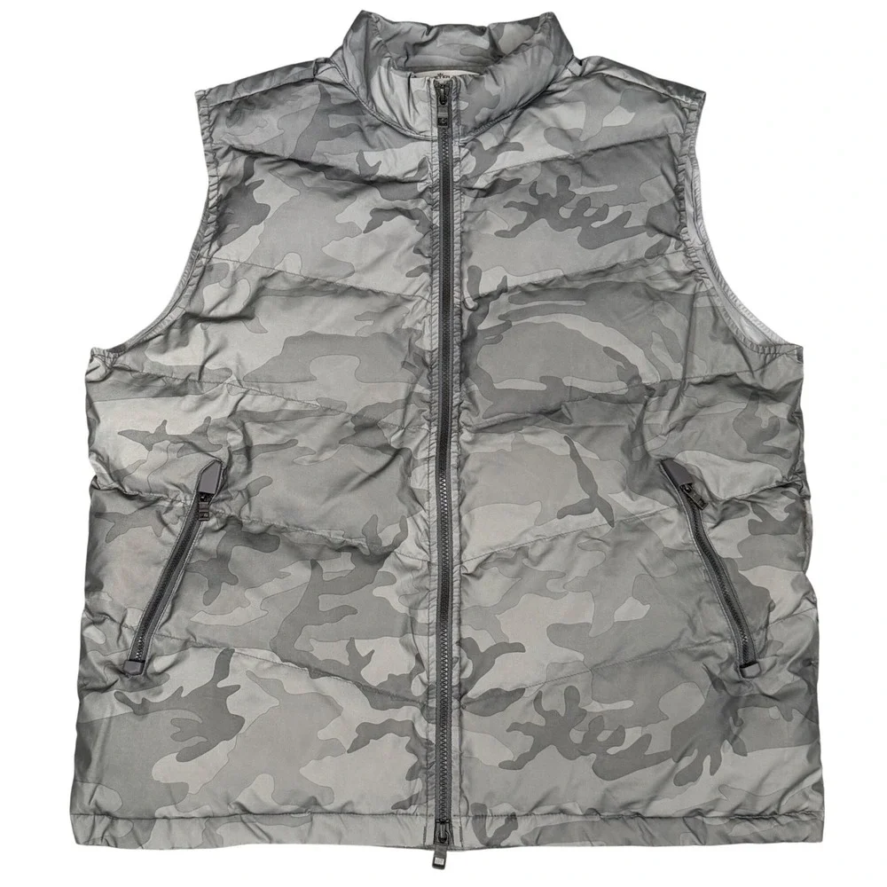 Peter Millar Mens XL Gray Camo Après Ski Puffer Vest Water Resistant MF22Z01